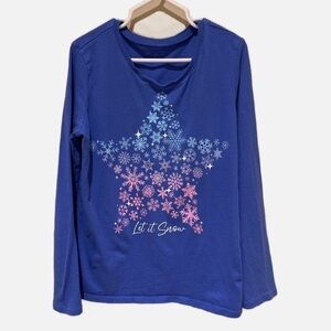 The Children’s Place Blue Long Sleeve "Let it Snow" Snowflakes Tee. Size 7/8
